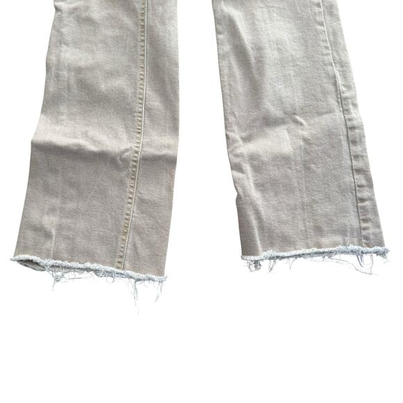 Mango Women's Medium Rise Flared Leg Frayed Hem Ecru Beige Jeans Denim - Size 2 - Picture 5 of 9